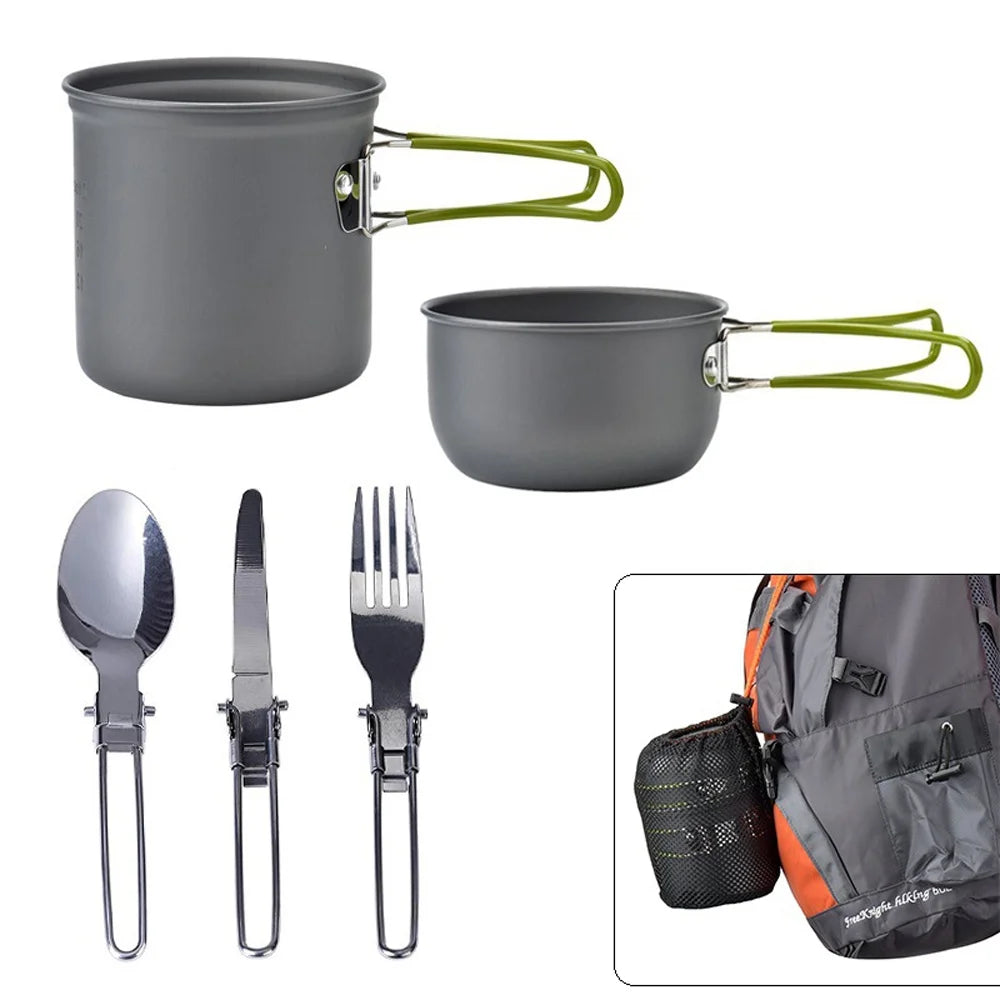 Ultralight Camping Cookware Utensils Tableware Set Hiking Picnic Backpacking Camping Tableware Pot Pan 1-2Persons