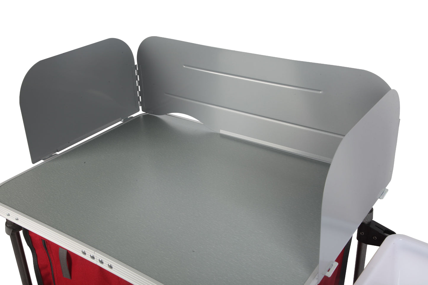 Deluxe Camping Kitchen with Storage, Silver and Red, 31" Height X 13" Width X 8.25" Length