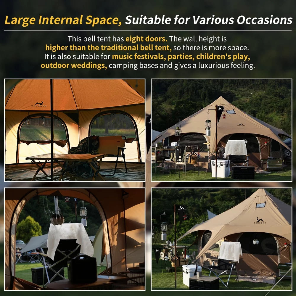 Canvas Tent 8-Person Yurt Tent with Stove Jack Bell Tent for Camping Luxury Glamping Yurt Tent 16.4Ft Dia