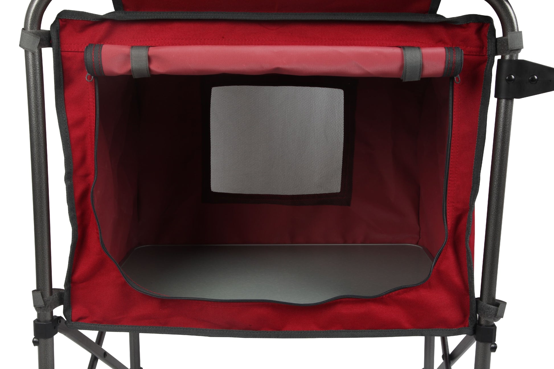 Deluxe Camping Kitchen with Storage, Silver and Red, 31" Height X 13" Width X 8.25" Length