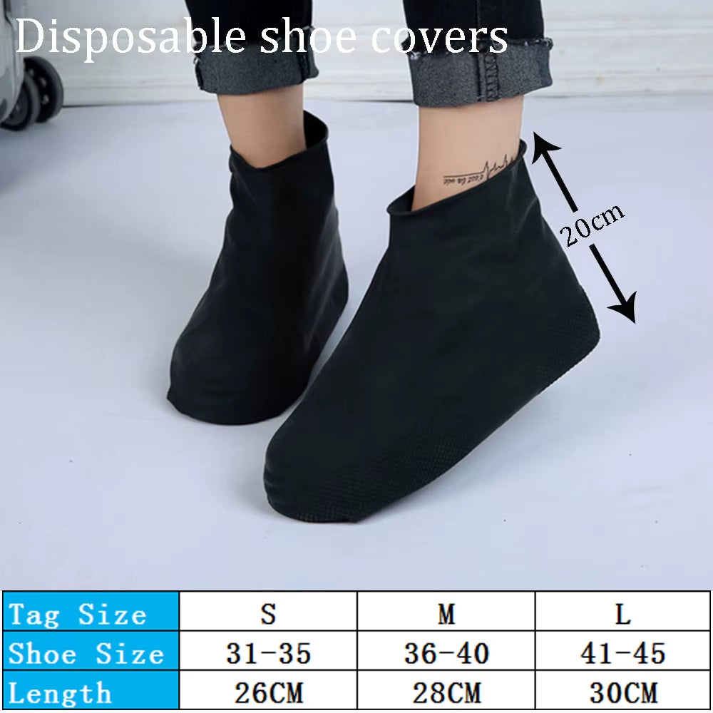 1Pair Reusable Waterproof Rain Shoes Covers Silicone Outdoor Rain Boot Overshoes Walking Shoes Accessories Reusable Shoe Cover