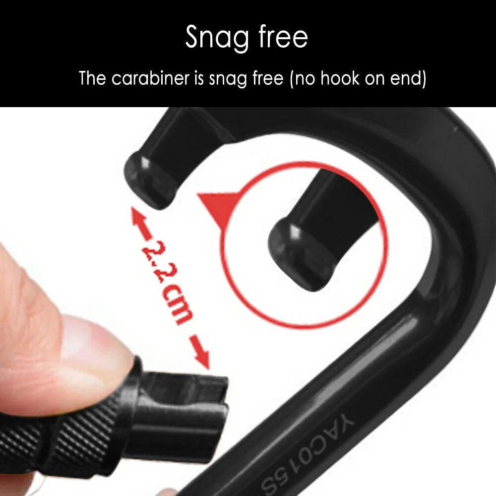 [5 Packs] Aluminum D-Ring Clip Hook Climbing Screw Locking Screwgate Rescue Carabiner Black Iclover