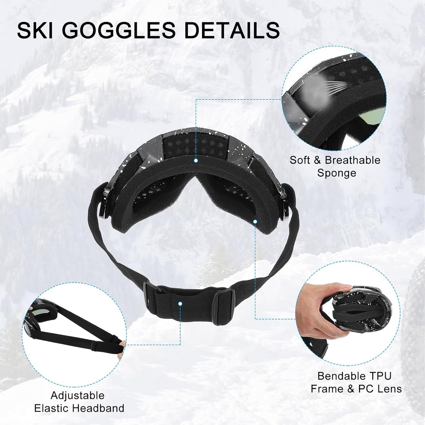 Dirt Bike Goggles Motorcycle Goggles ATV Goggles Ski Goggles Windproof for Mountaineering Sky Diving Ski Riding