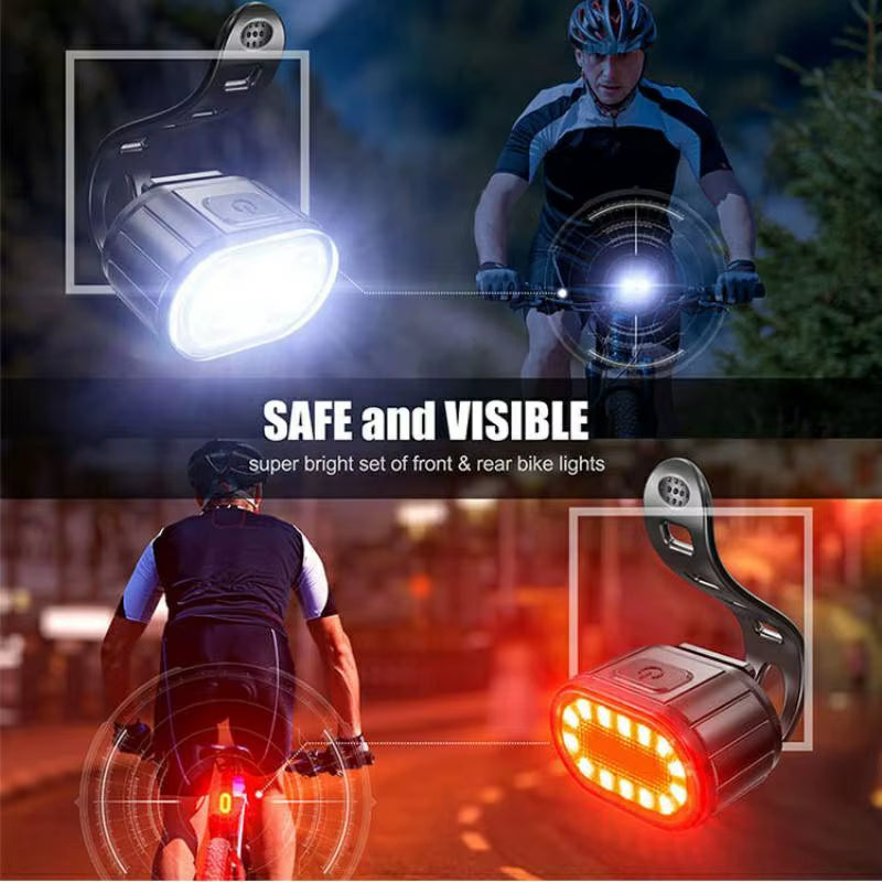 Bike Lights Front and Rear Bicycle Lighting Cycling USB Rechargeable Flashlight for Bicycle Light Set Mountain Bike Back Lantern