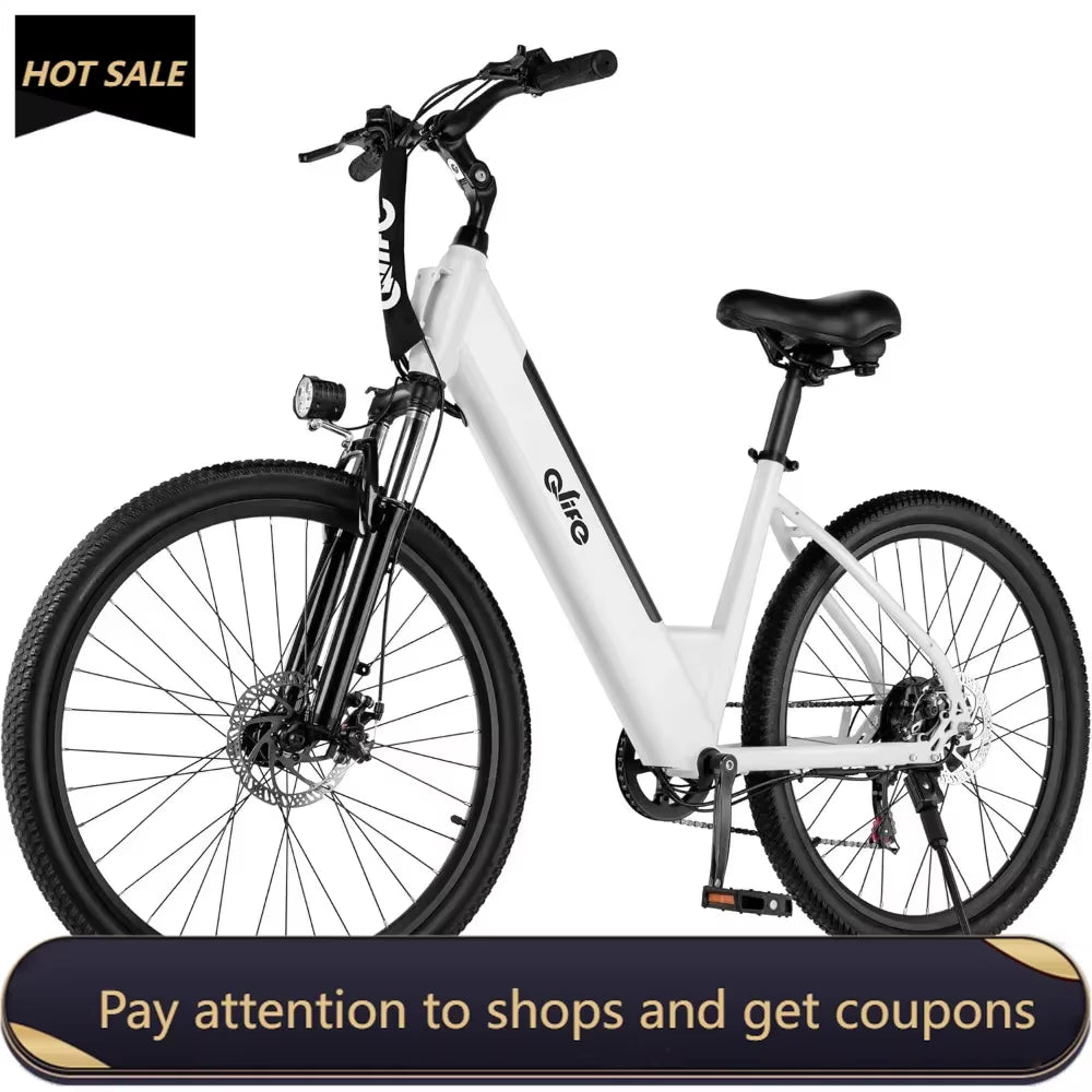 Cityone Electric Bike for Adults 26" Step-Through 22MPH Ebike with 2.1" Tire,Ul2849 Certified Built-In Removable Battery