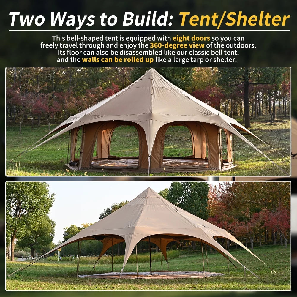 Canvas Tent 8-Person Yurt Tent with Stove Jack Bell Tent for Camping Luxury Glamping Yurt Tent 16.4Ft Dia