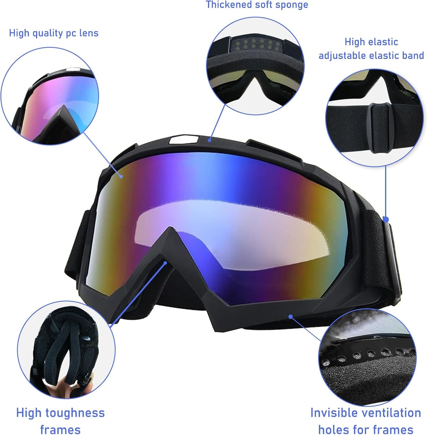 Motorcycle ATV Goggles Dirt Bike Goggles Skiing Goggles Riding Goggles Windproof Glasses Racing Motocross Goggles