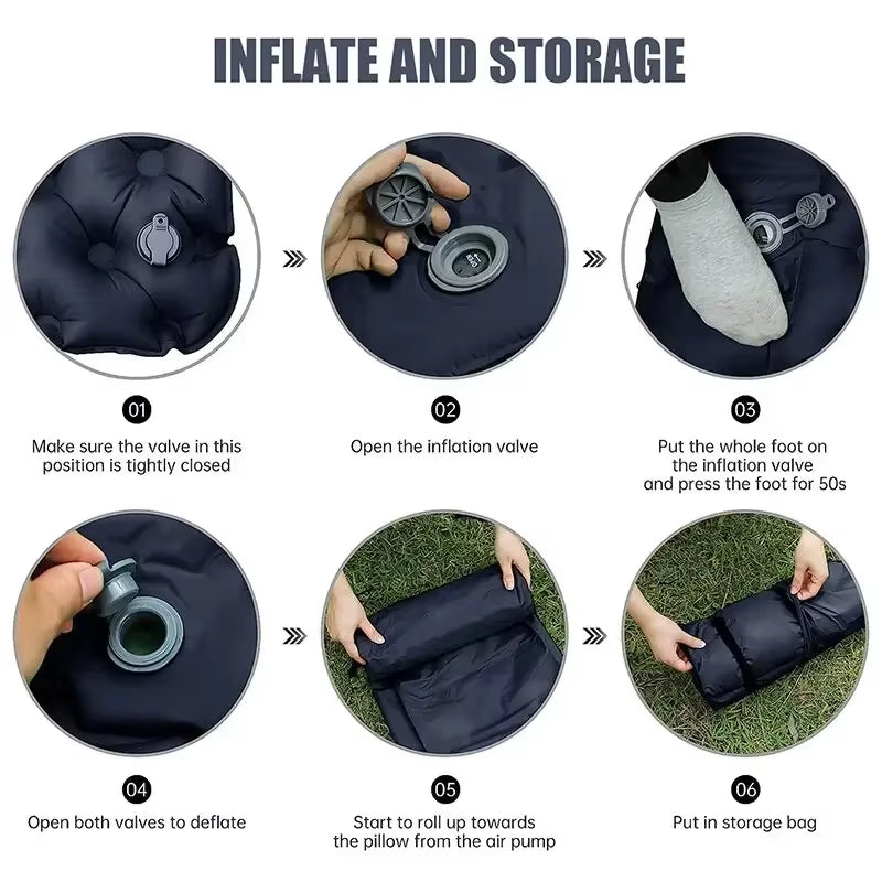 Double Sleeping Pad for Camping Self-Inflating Mat Sleeping Mattress with Pillow for Hiking Outdoor 2 Persons Travel Bed Air Mat