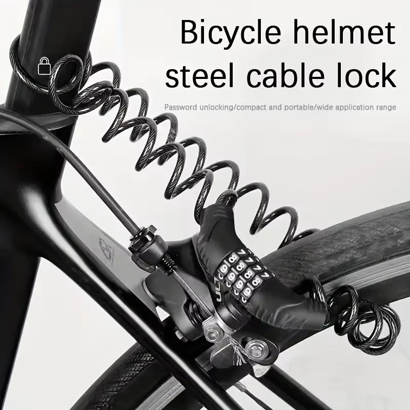 1Pc Bicycle Lock Wire Rope Chain Lock Combination Lock Mountain Bike Motorcycle Anti-Theft Password Bag Lock Helmet Lock