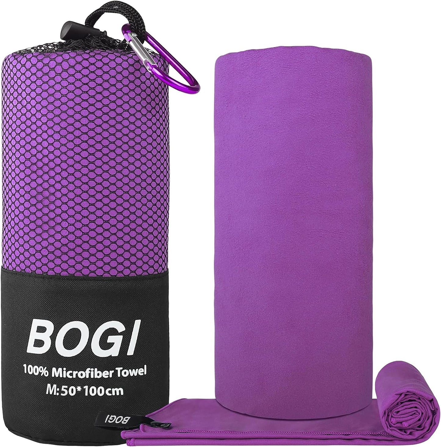 Microfiber Travel Sports Towel-Quick Dry, Soft Lightweight, Absorbent, Compact Towel for Camping Gym Beach Bath Yoga Swimming Backpacking (M:40''X20''-Purple)