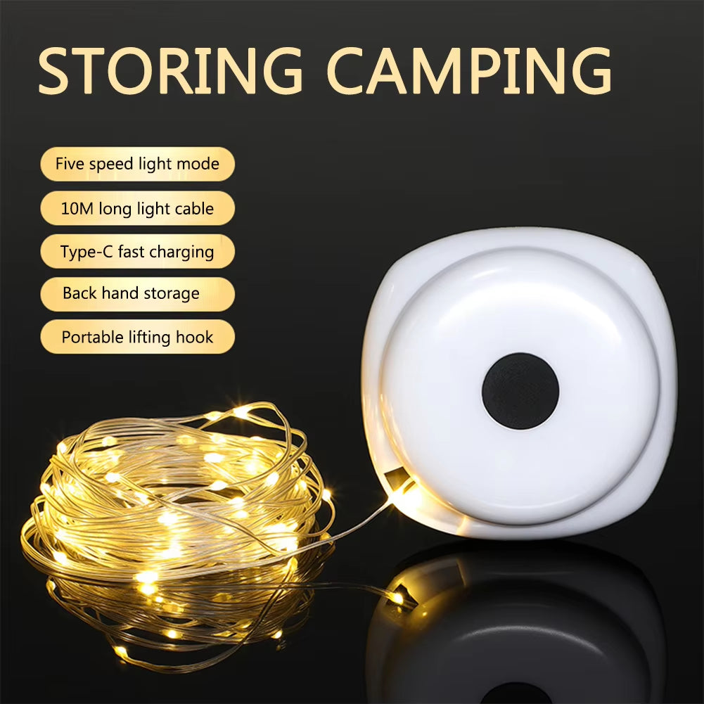 LED Camping Lamp Strip Atmosphere 10M Waterproof Recyclable Light Belt Outdoor Garden Hanging Lamp Tent Room Weddings Decoration