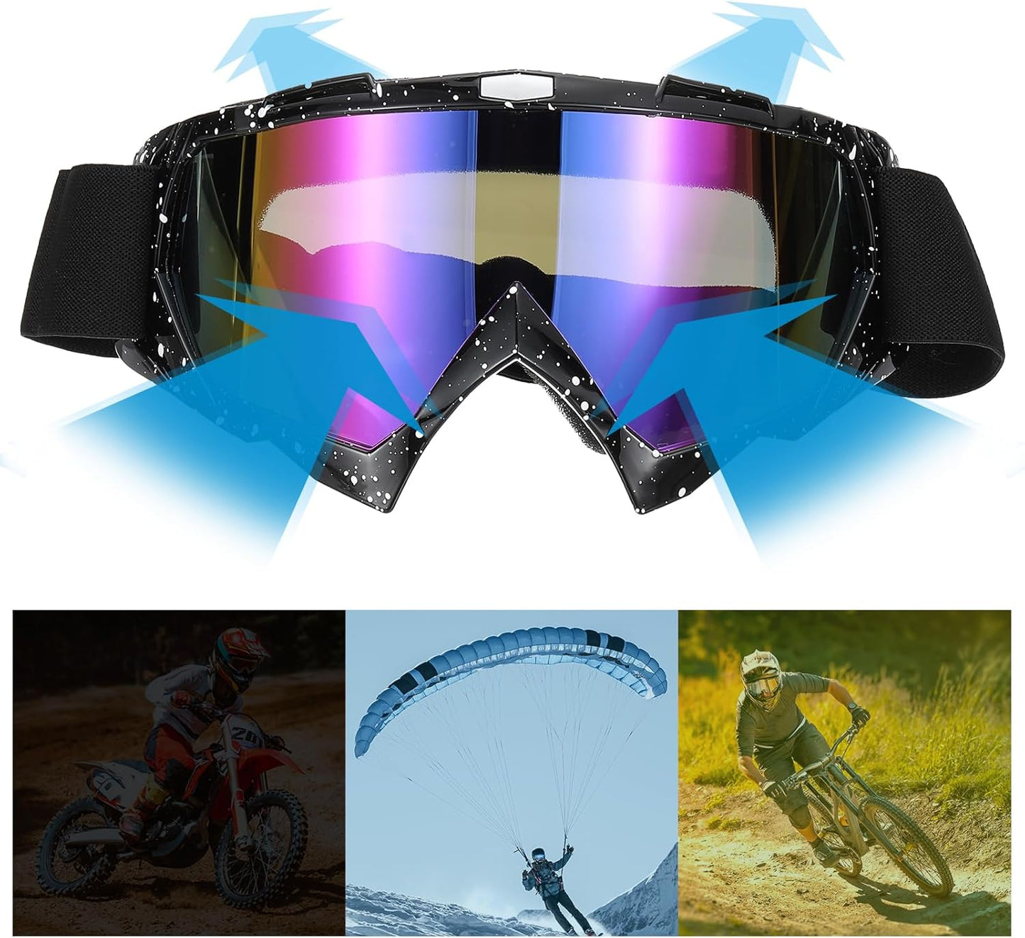 Dirt Bike Goggles Motorcycle Goggles ATV Goggles Ski Goggles Windproof for Mountaineering Sky Diving Ski Riding