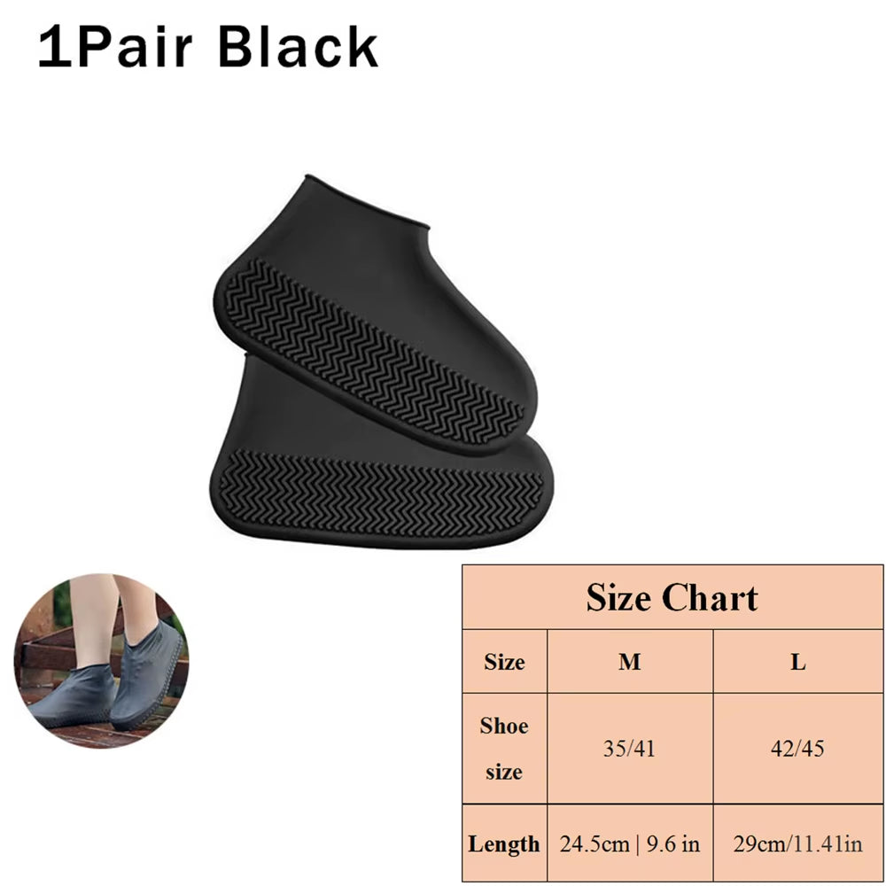 1Pair Reusable Waterproof Rain Shoes Covers Silicone Outdoor Rain Boot Overshoes Walking Shoes Accessories Reusable Shoe Cover