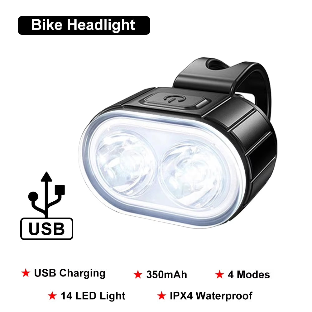 Bike Lights Front and Rear Bicycle Lighting Cycling USB Rechargeable Flashlight for Bicycle Light Set Mountain Bike Back Lantern