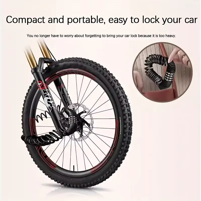 1Pc Bicycle Lock Wire Rope Chain Lock Combination Lock Mountain Bike Motorcycle Anti-Theft Password Bag Lock Helmet Lock