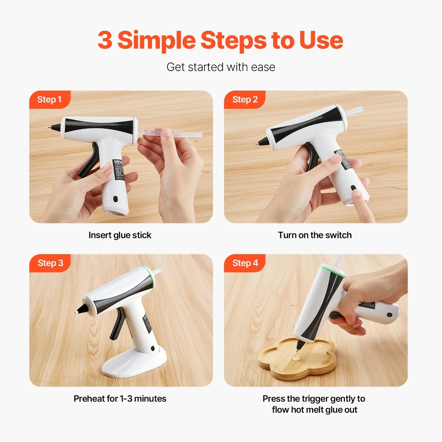 Cordless Hot Glue Gun Hot Melt Glue Gun with 20Pcs Sticks Rechargeable Battery