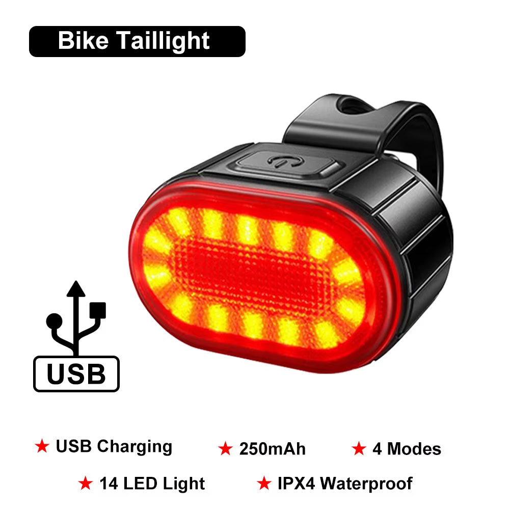 Bike Lights Front and Rear Bicycle Lighting Cycling USB Rechargeable Flashlight for Bicycle Light Set Mountain Bike Back Lantern